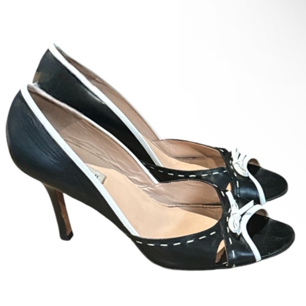 Authentic Oscar De La Renta luxury signature designer open toe heels sz 8.5 - Picture 3 of 11